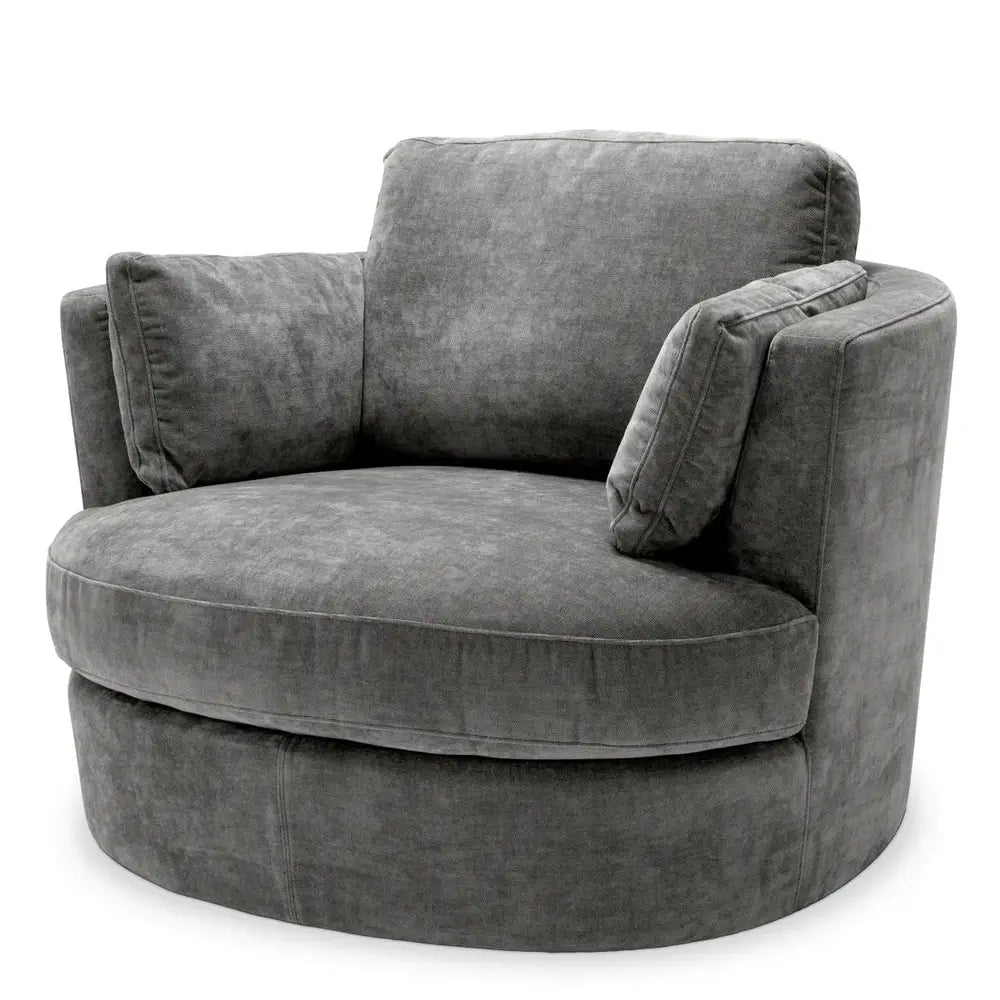 Product photograph of Eichholtz Clarissa Swivel Chair In Clarck Grey from Olivia's
