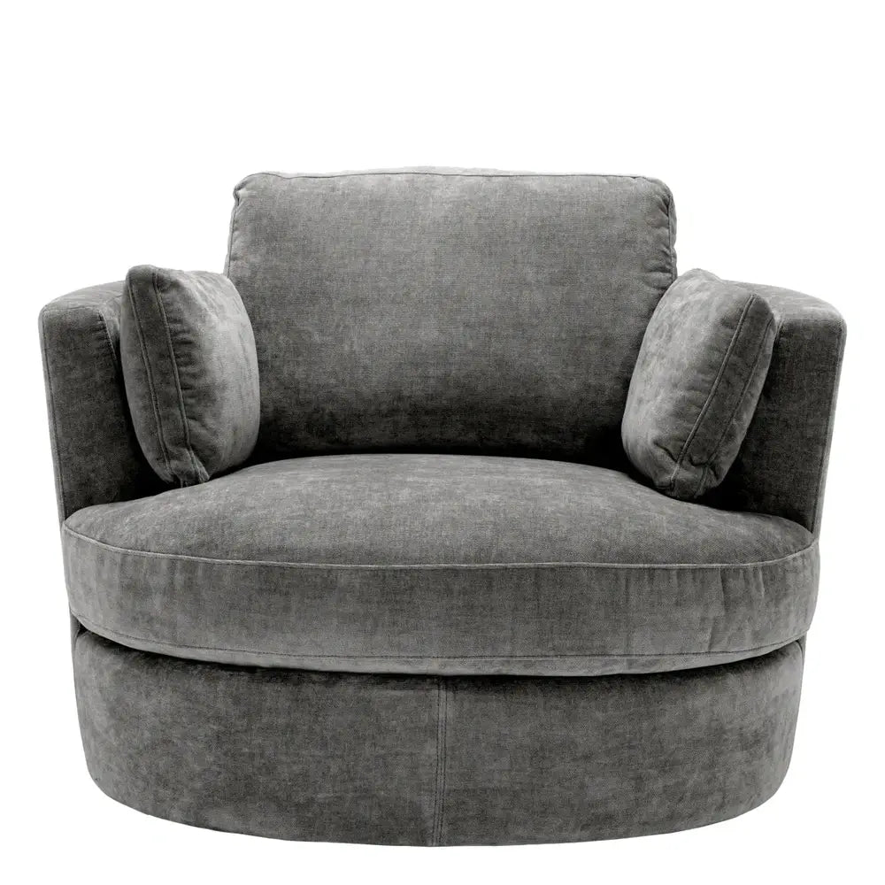 Product photograph of Eichholtz Clarissa Swivel Chair In Clarck Grey from Olivia's.