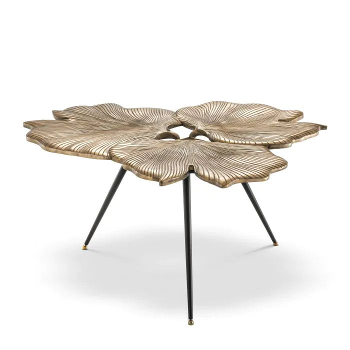 Product photograph of Eichholtz Ginkgo Side Table In Vintage Brass Finish from Olivia's