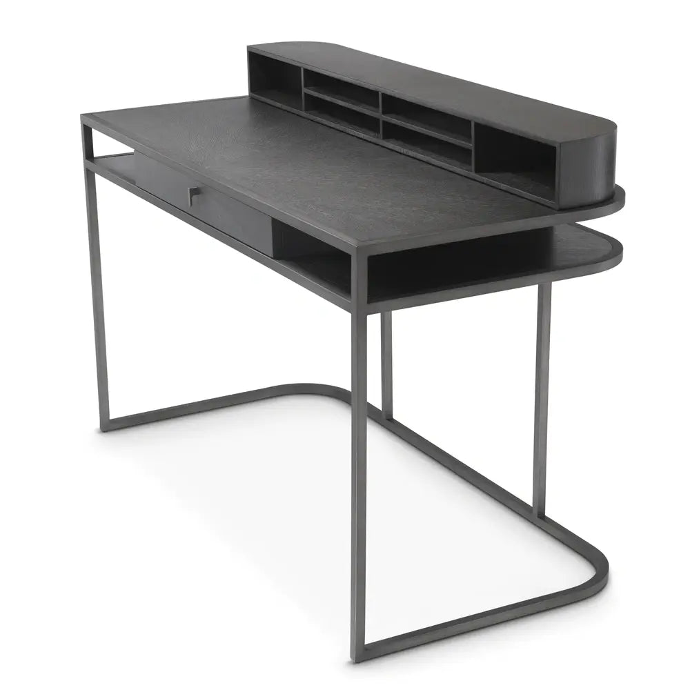 Eichholtz Highland Desk In Charcoal Brown Oak Veneer