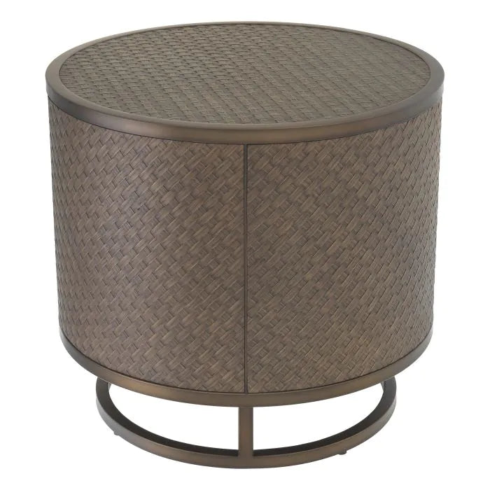 Product photograph of Eichholtz Napa Valley Side Table In Woven Oak Veneer from Olivia's.