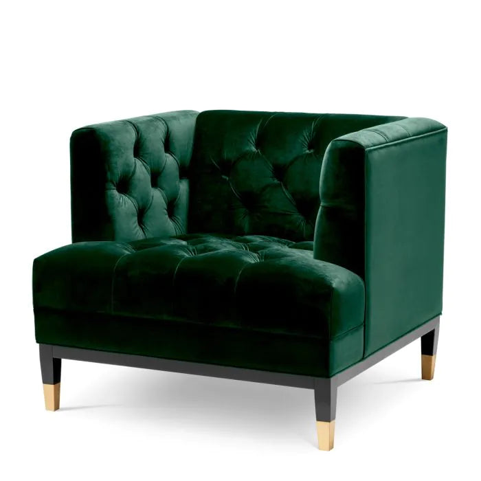 Product photograph of Eichholtz Castelle Chair In Roche Dark Green Velvet from Olivia's