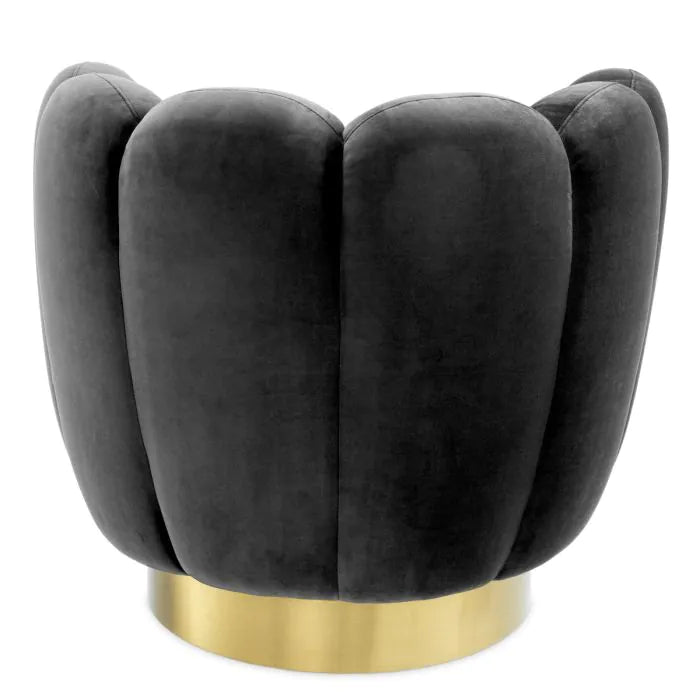 Product photograph of Eichholtz Mirage Swivel Chair In Savona Dark Grey Velvet from Olivia's.