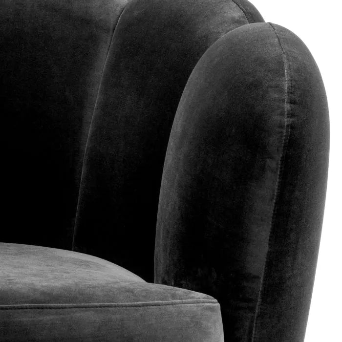 Product photograph of Eichholtz Mirage Swivel Chair In Savona Dark Grey Velvet from Olivia's.
