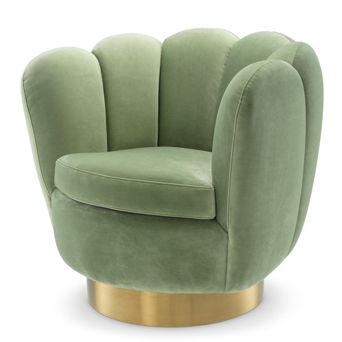 Product photograph of Eichholtz Mirage Swivel Chair In Savona Pistache Green Velvet from Olivia's