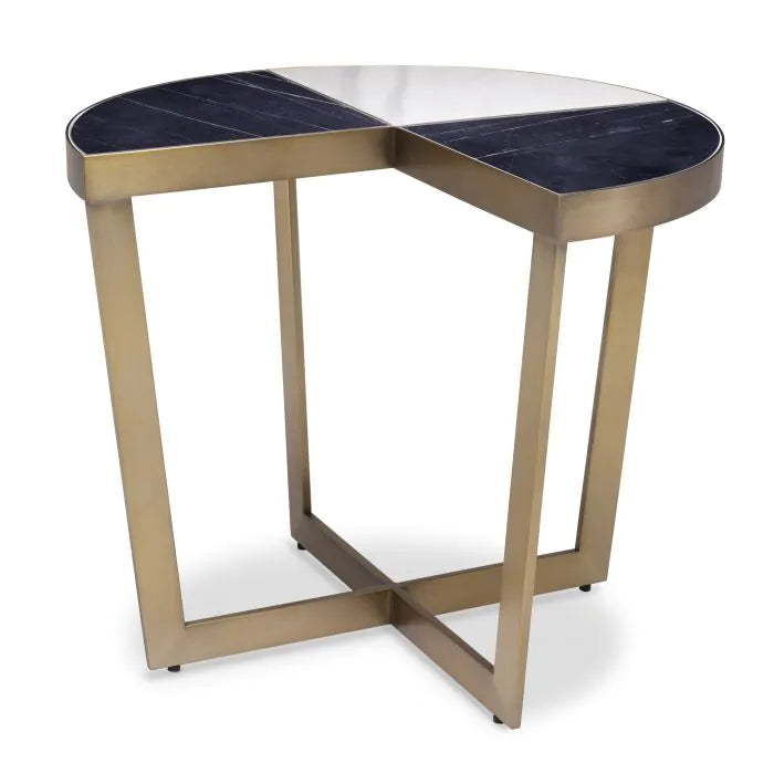 Product photograph of Eichholtz Turino Side Table In Brushed Brass Finish Black Marble from Olivia's