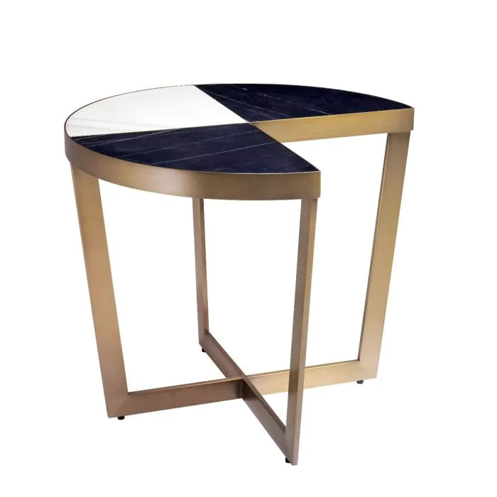 Product photograph of Eichholtz Turino Side Table In Brushed Brass Finish Black Marble from Olivia's.