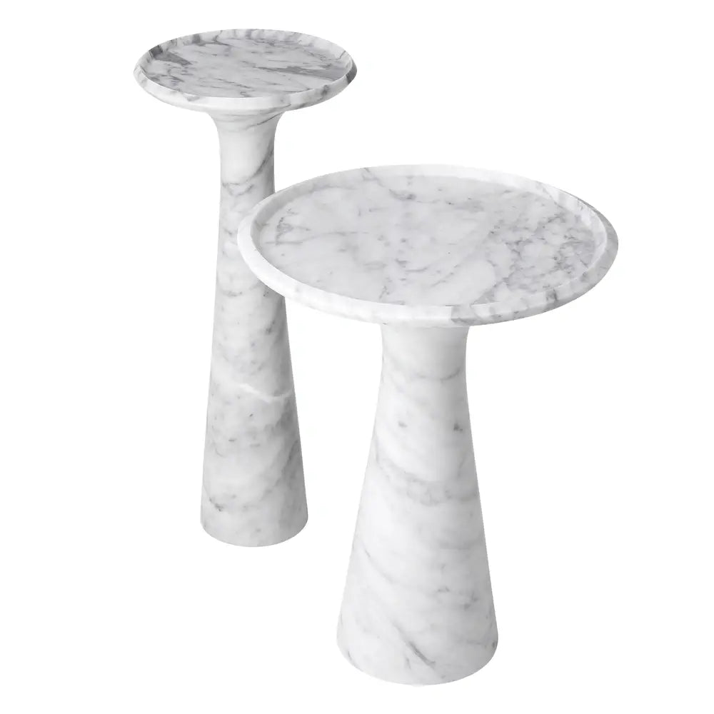 Product photograph of Eichholtz Pompano High Side Table In White Carrera Marble from Olivia's.