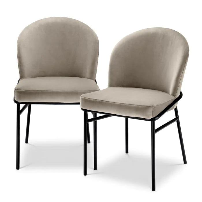 Product photograph of Eichholtz Willis Set Of 2 Dining Chairs In Savona Greige Velvet from Olivia's