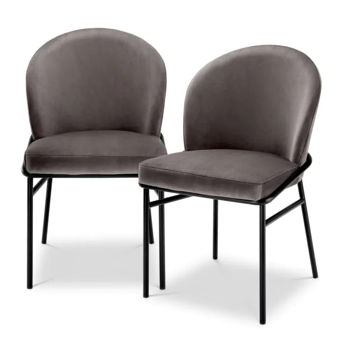 Eichholtz Willis Set Of 2 Dining Chairs In Savona Grey Velvet