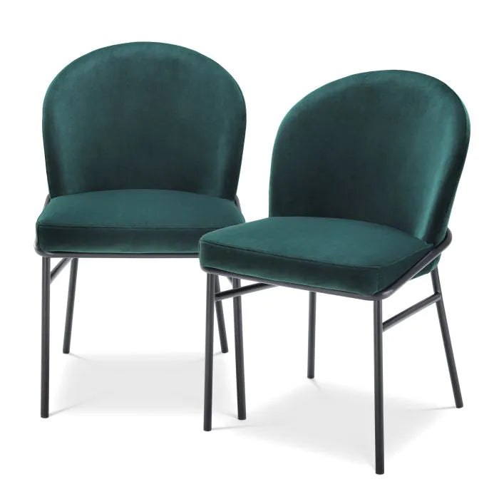 Product photograph of Eichholtz Willis Set Of 2 Dining Chairs In Savona Dark Green Velvet from Olivia's