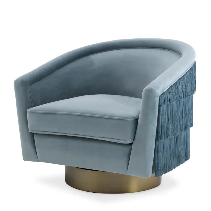 Product photograph of Eichholtz Le Vante Swivel Chair In Savona Blue Velvet from Olivia's