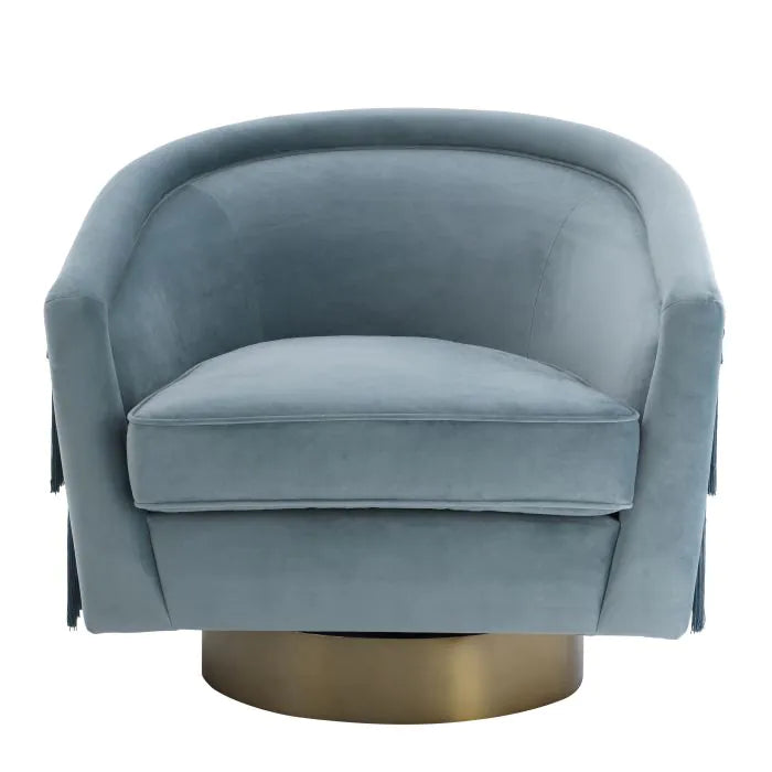 Product photograph of Eichholtz Le Vante Swivel Chair In Savona Blue Velvet from Olivia's.