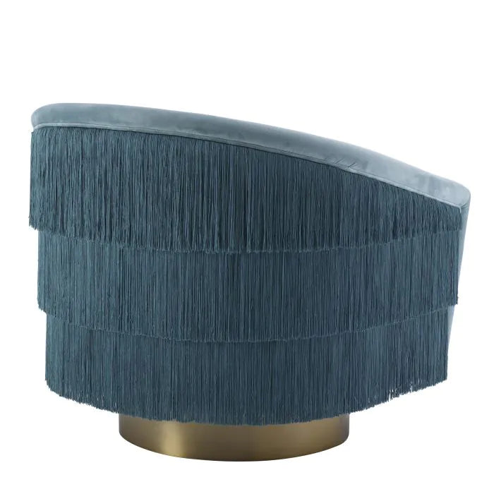 Product photograph of Eichholtz Le Vante Swivel Chair In Savona Blue Velvet from Olivia's.