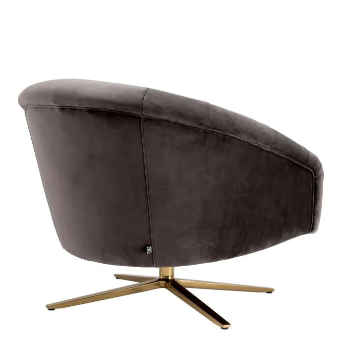 Product photograph of Eichholtz Gardner Swivel Chair In Savona Grey Velvet from Olivia's.