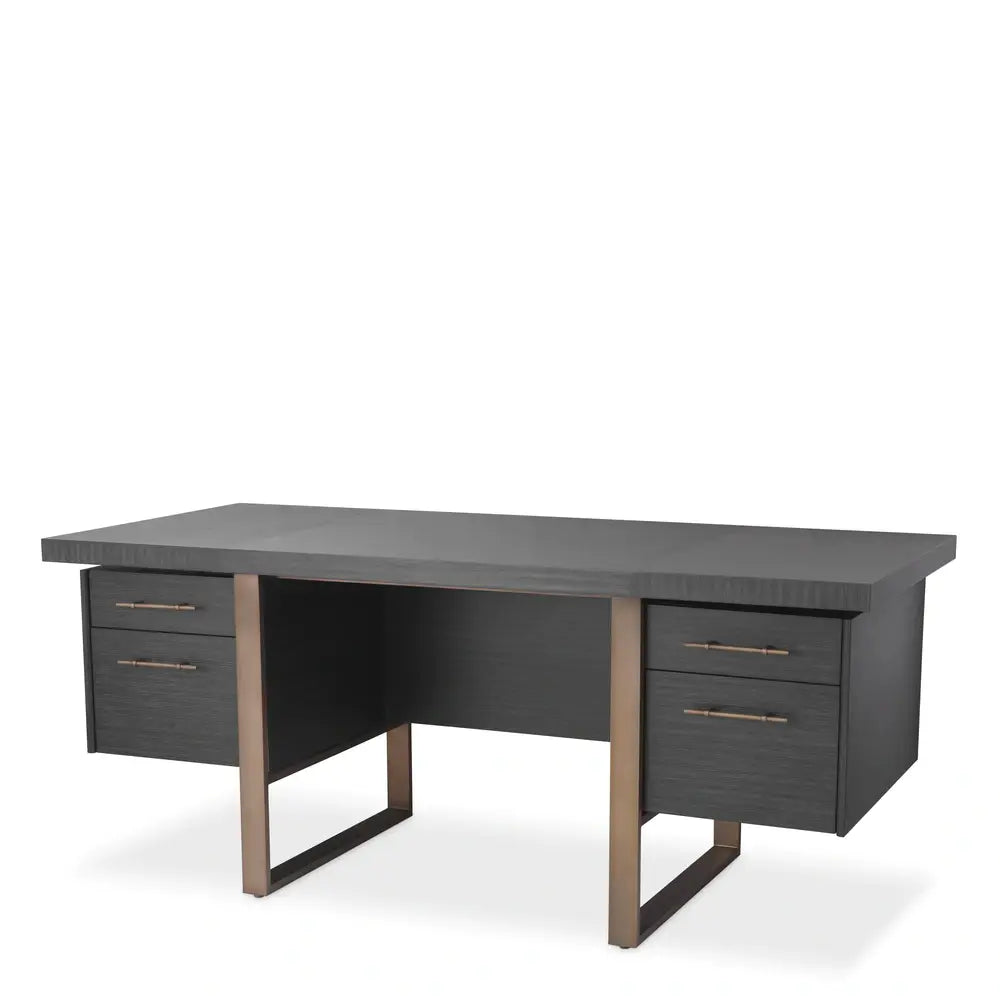 Eichholtz Canova Desk In Charcoal Grey Oak Veneer