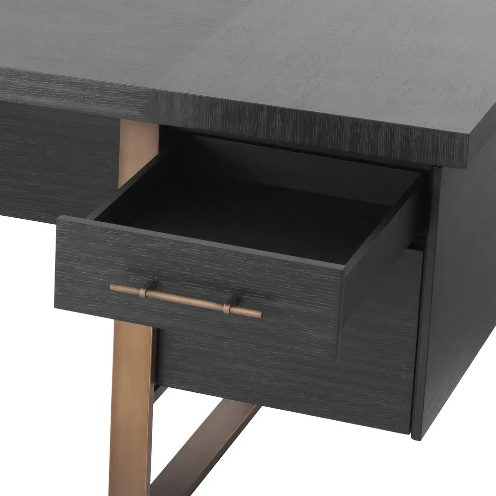 Product photograph of Eichholtz Canova Desk In Charcoal Grey Oak Veneer from Olivia's.
