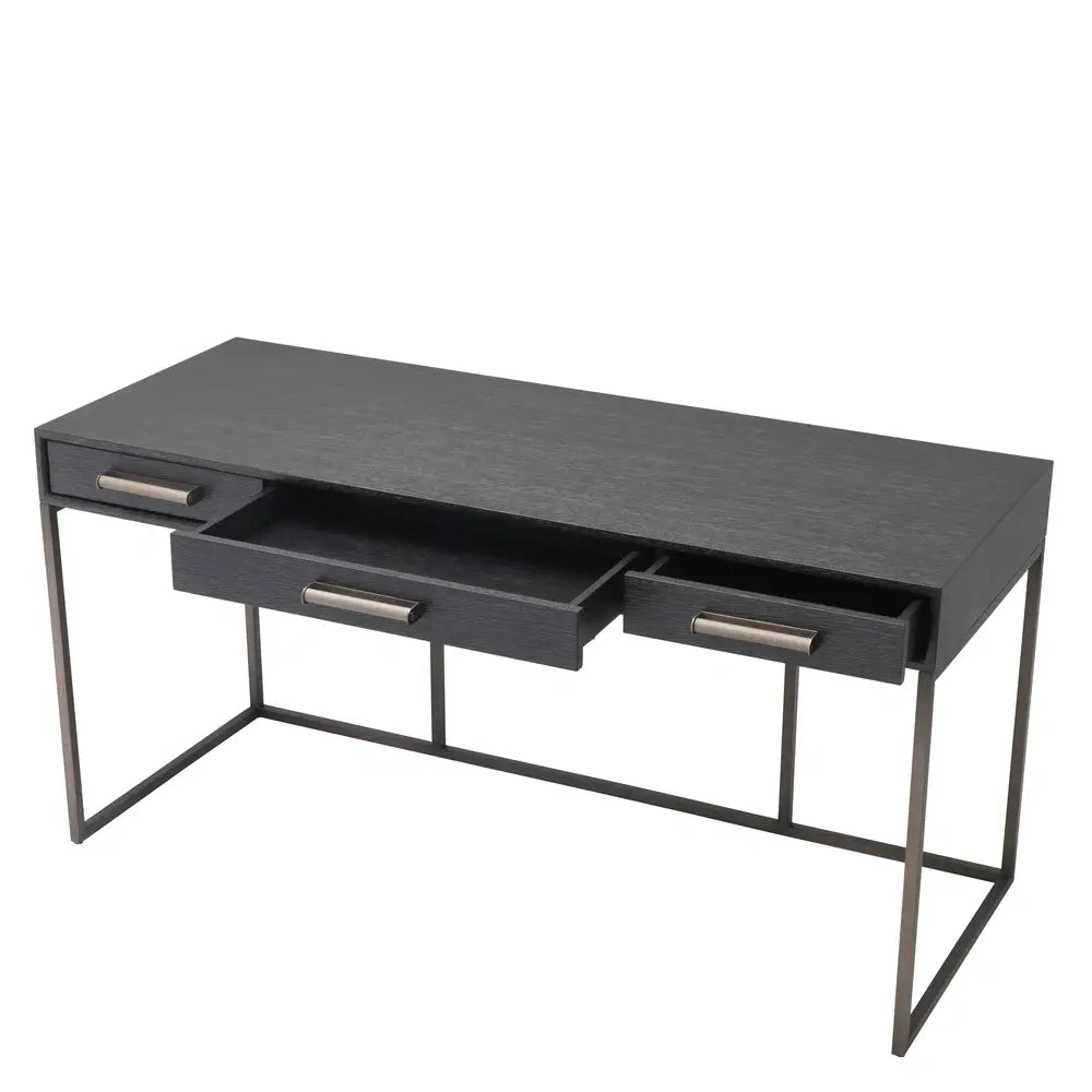 Product photograph of Eichholtz Larsen Desk In Charcoal Grey Oak Veneer from Olivia's.