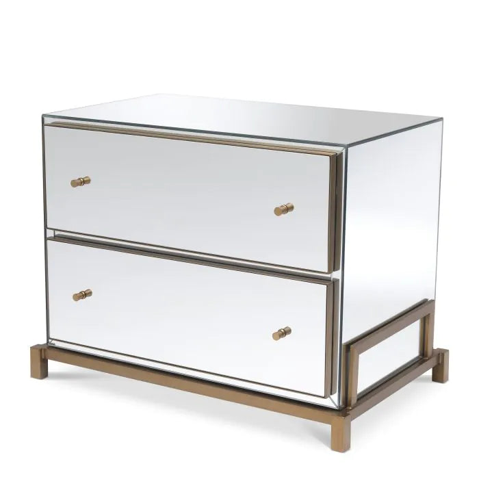 Product photograph of Eichholtz Clarington Bedside Table In Brushed Brass Finish from Olivia's