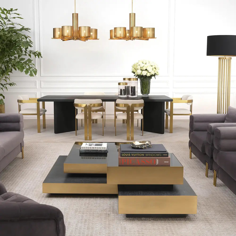 Product photograph of Eichholtz Shelton Coffee Table In Brushed Brass Finish from Olivia's.