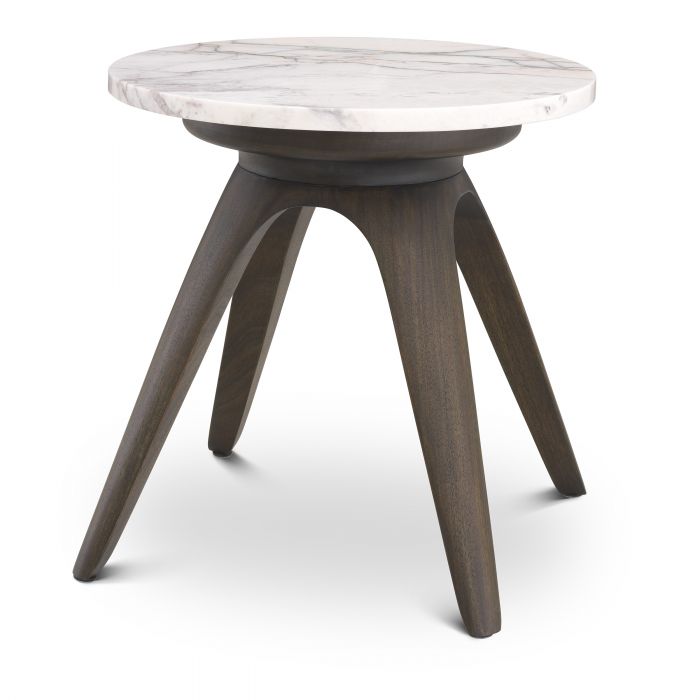 Product photograph of Eichholtz Borre Round Side Table In Bianco Lilac Marble from Olivia's