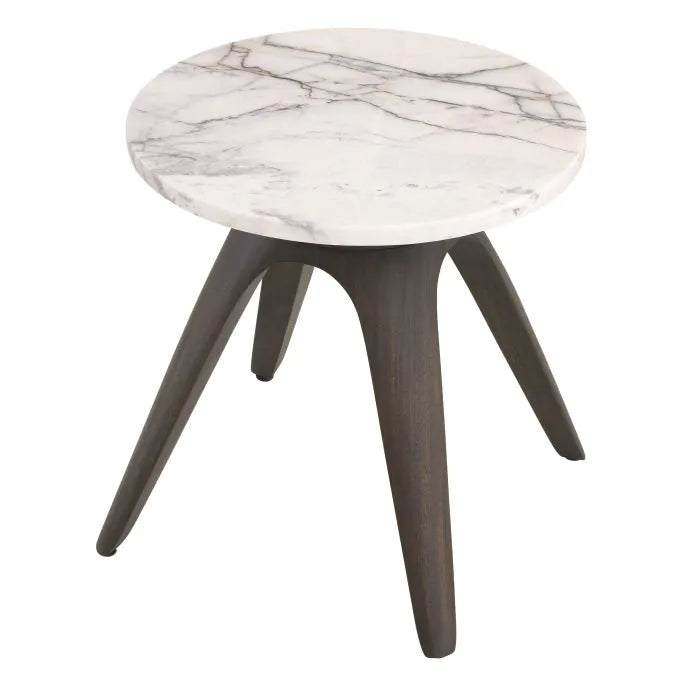 Product photograph of Eichholtz Borre Round Side Table In Bianco Lilac Marble from Olivia's.