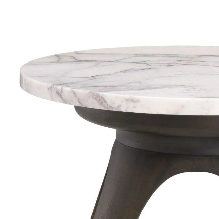 Product photograph of Eichholtz Borre Round Side Table In Bianco Lilac Marble from Olivia's.