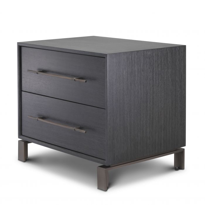 Product photograph of Eichholtz Cabana Bedside Table With Draws In Charcoal Grey Oak Veneer from Olivia's