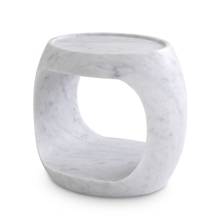 Product photograph of Eichholtz Clipper Low Side Table In Honed White Marble from Olivia's