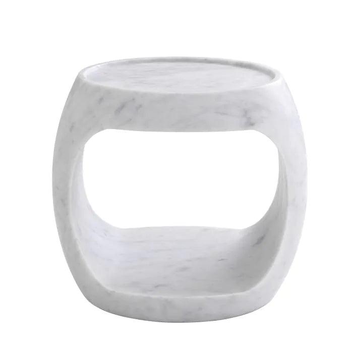 Product photograph of Eichholtz Clipper Low Side Table In Honed White Marble from Olivia's.