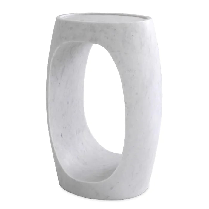 Product photograph of Eichholtz Clipper High Side Table In Honed White Marble from Olivia's