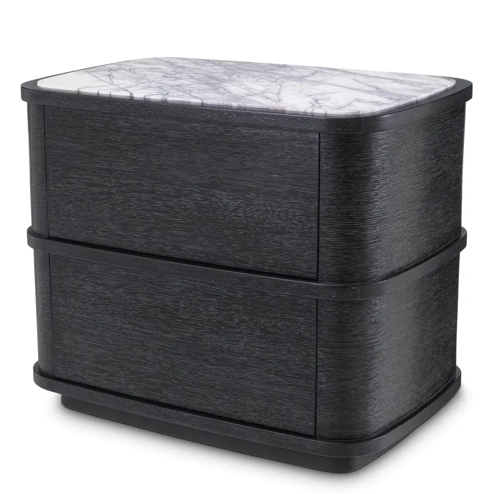 Product photograph of Eichholtz Cabana Bedside Table Cabinet In Charcoal Grey Oak Veneer from Olivia's