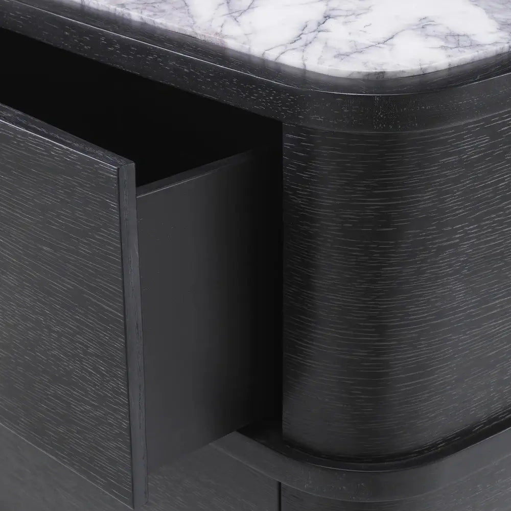 Product photograph of Eichholtz Cabana Bedside Table Cabinet In Charcoal Grey Oak Veneer from Olivia's.