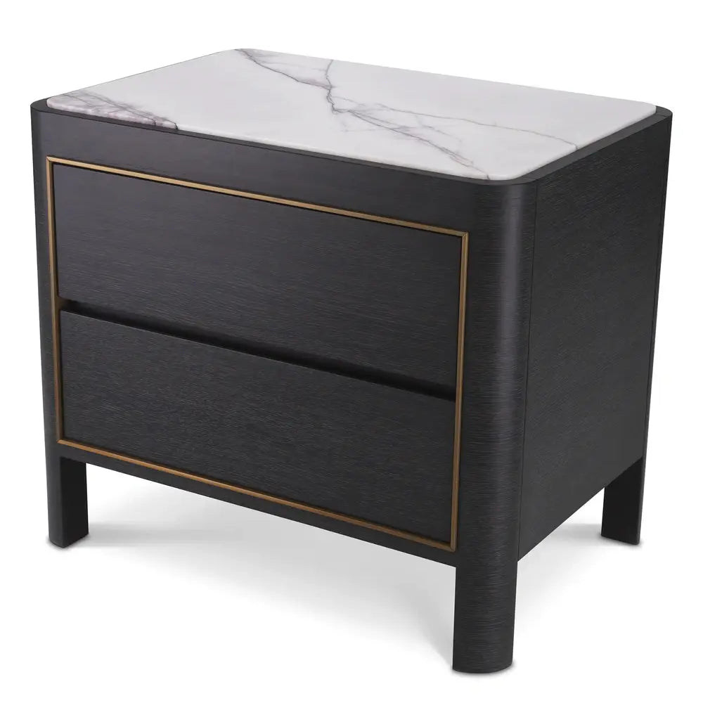 Product photograph of Eichholtz Corazon Bedside Table In Charcoal Grey Oak Veneer from Olivia's