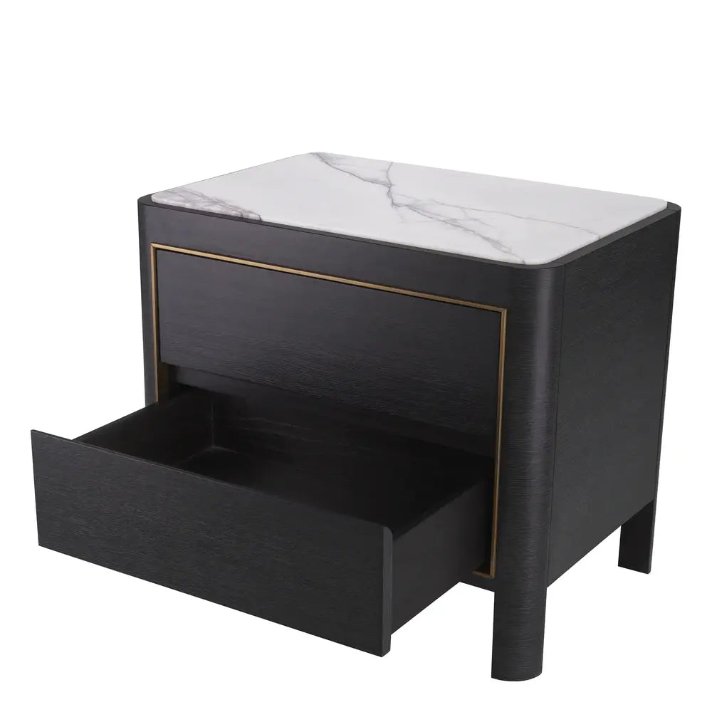 Product photograph of Eichholtz Corazon Bedside Table In Charcoal Grey Oak Veneer from Olivia's.