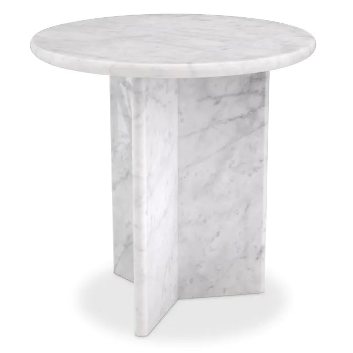 Product photograph of Eichholtz Pontini Side Table In Honed White Marble from Olivia's