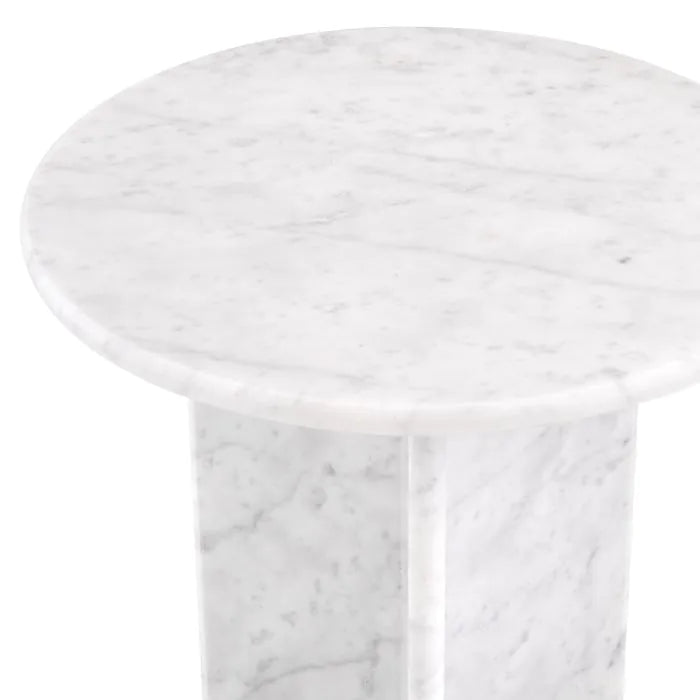 Product photograph of Eichholtz Pontini Side Table In Honed White Marble from Olivia's.