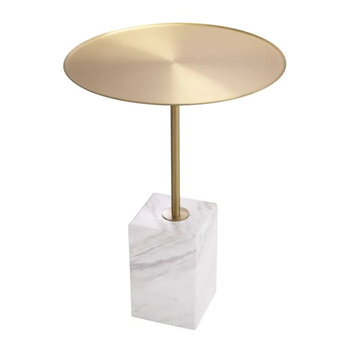 Product photograph of Eichholtz Cole Side Table In Brushed Brass Finish White Marble from Olivia's.