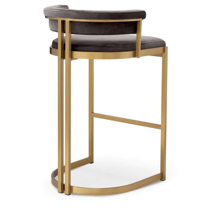 Product photograph of Eichholtz Dante Counter Stool In Brush Brass Savona Grey Velvet from Olivia's.