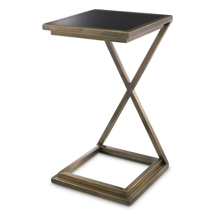 Eichholtz Cross Side Table In Vintage Brass Finish