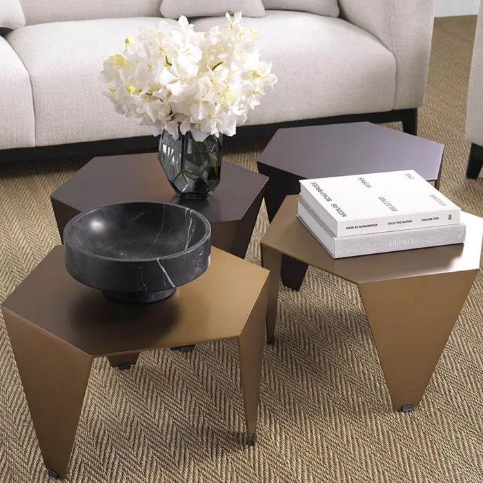 Product photograph of Eichholtz Metro Chic Side Table In Brushed Brass Finish from Olivia's.