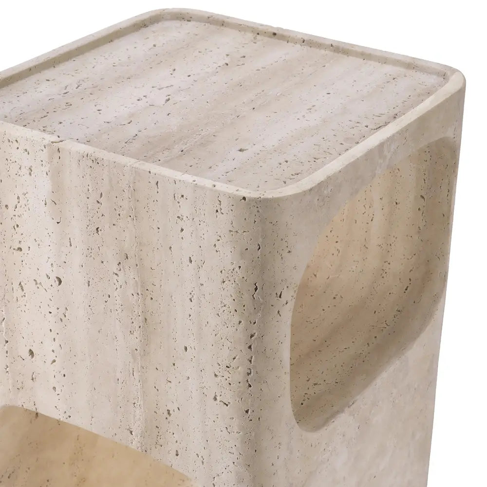 Product photograph of Eichholtz Adler Side Table In Travertine from Olivia's.