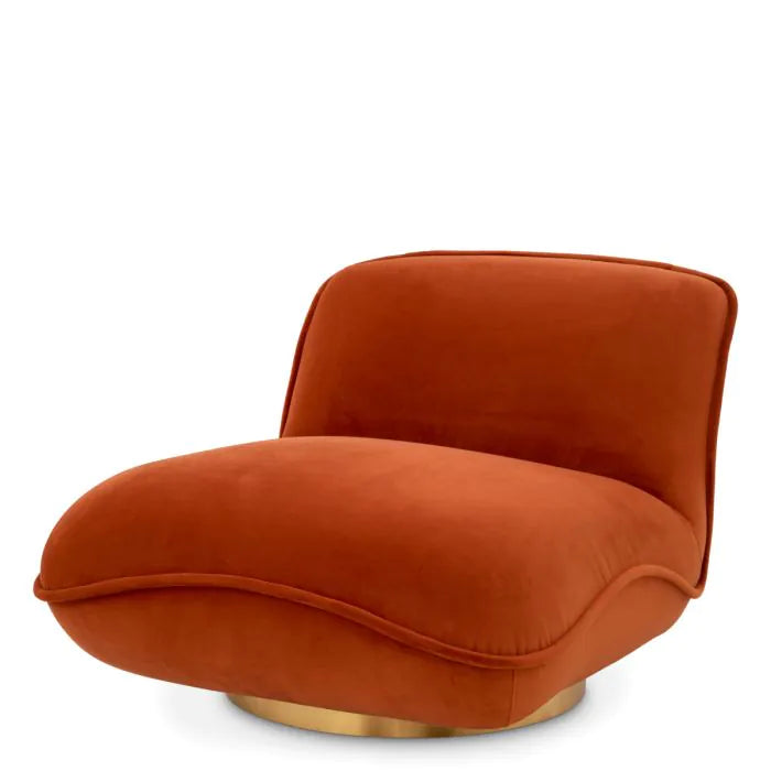 Product photograph of Eichholtz Relax Swivel Chair In Savona Orange Velvet from Olivia's