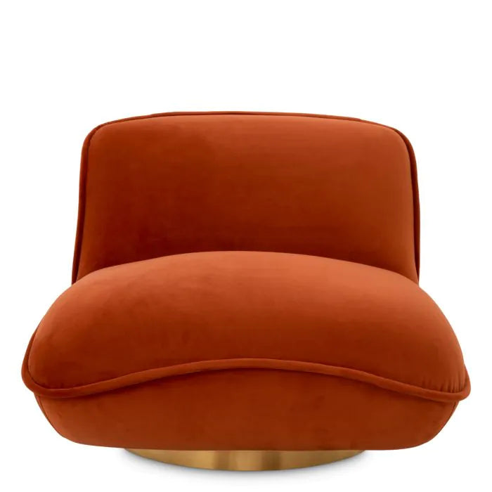Product photograph of Eichholtz Relax Swivel Chair In Savona Orange Velvet from Olivia's.