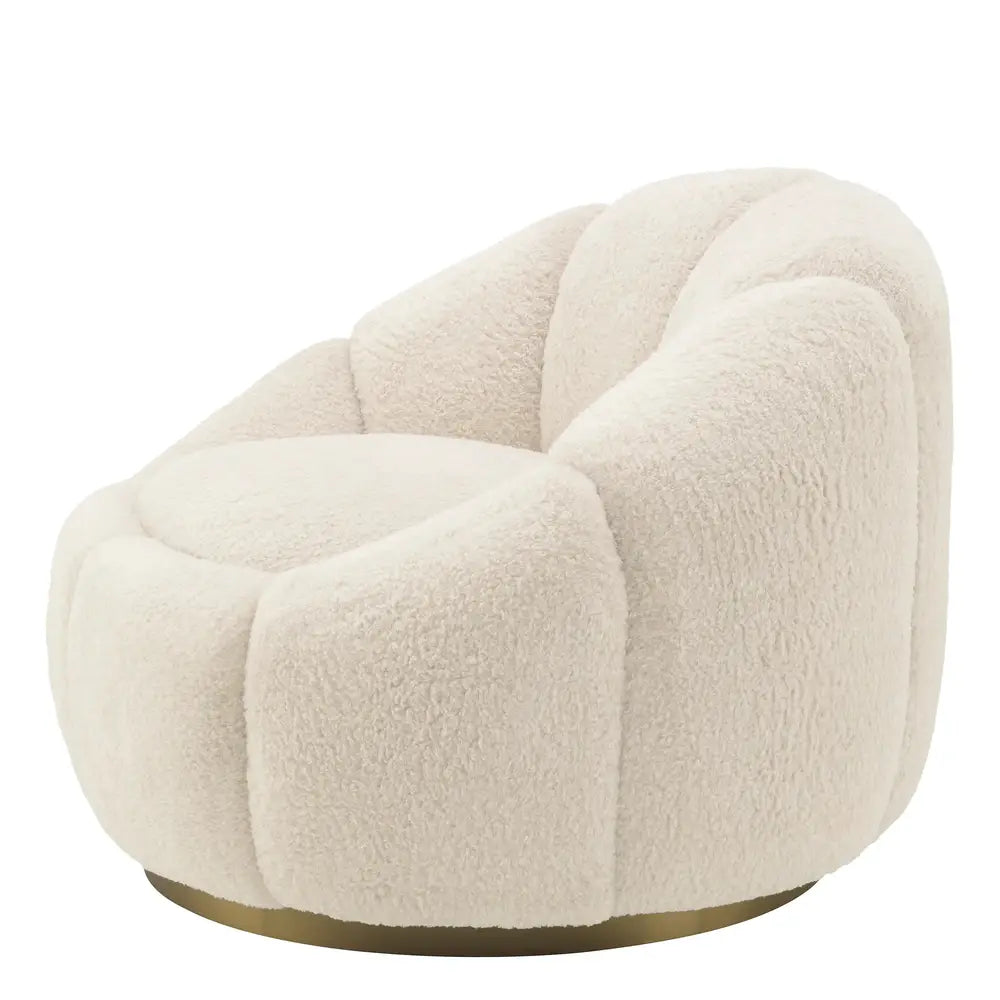 Product photograph of Eichholtz Inger Swivel Chair In Brisbane Cream from Olivia's.