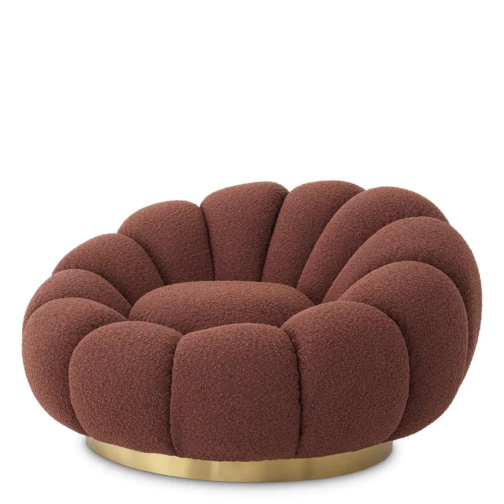 Eichholtz Mello Swivel Chair In Boucl Rouge