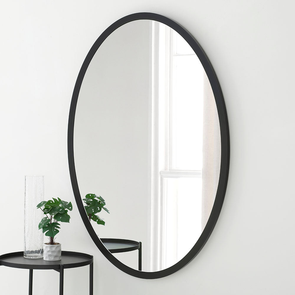 Product photograph of Olivia S Amara Oval Wall Mirror In Black from Olivia's.