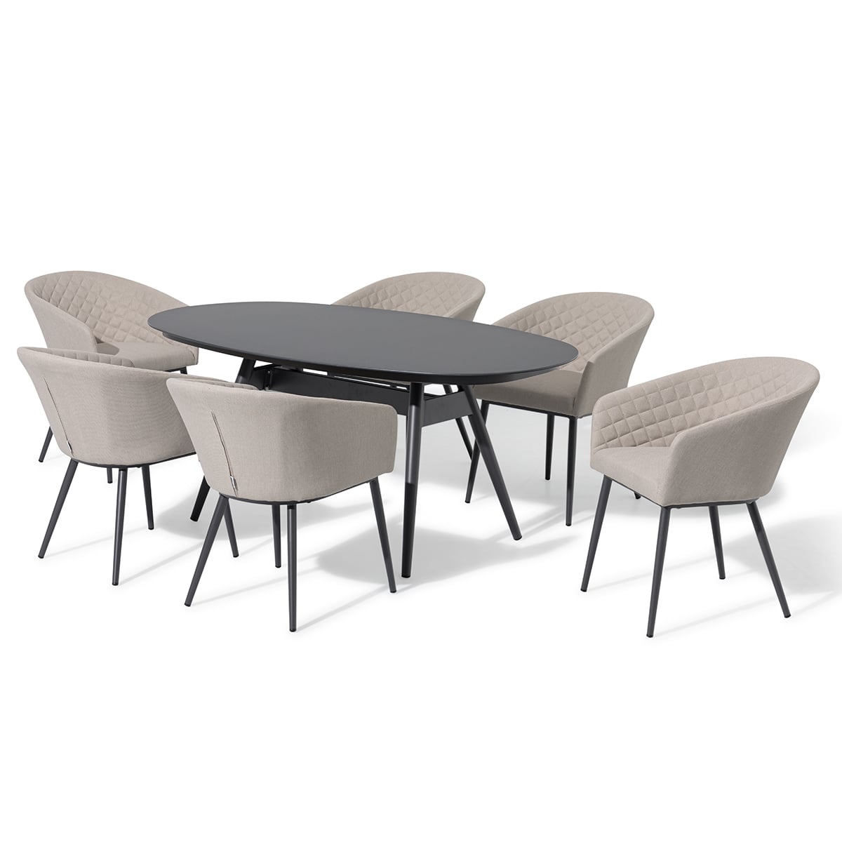 Maze Outdoor Ambition Oval Dining Set In Oatmeal 6 Seater