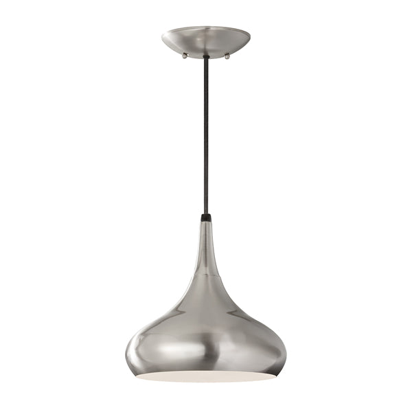 Product photograph of Elstead Beso 1 Light Pendant Brushed Steel Outlet Small from Olivia's.