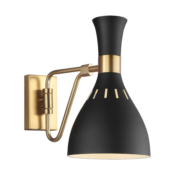 Product photograph of Elstead Joan 1 Light Wall Light Midnight Black And Burnished Brass Outlet from Olivia's